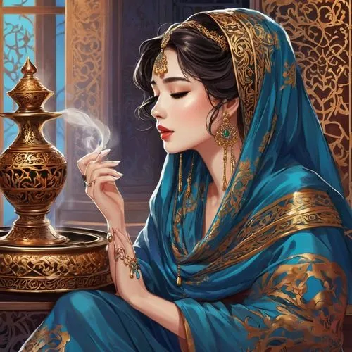 sheherazade,mastani,perfumer,karakas,rouiba,smoking girl,khatun,kommuna,zahida,scheherazade,radha,persian,khayyam,ruhani,jaya,oriental princess,samiha,sari,anarkali,ghazala,Unique,Design,Sticker