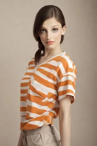 striped background,horizontal stripes,pin stripe,cotton top,girl in t-shirt,vintage girl,orange,retro girl,retro woman,stripes,polo shirt,mime,female model,women clothes,orange color,vintage woman,women's clothing,striped,retro women,portrait background