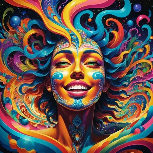 vibrantly,vibrancy,psychedelic,neon body painting,psytrance,vibrance,Illustration,Realistic Fantasy,Realistic Fantasy 39