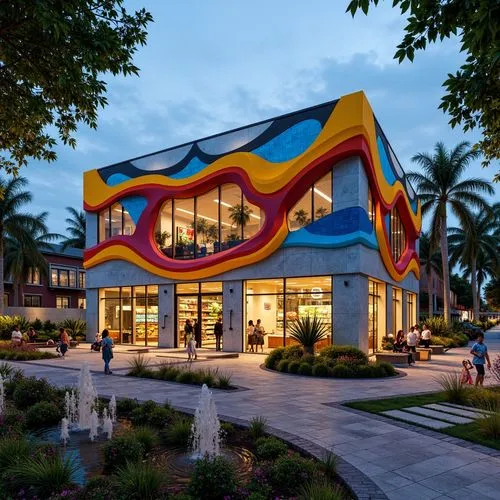 walt disney center,florida home,zamperla,innoventions,cube house,children's playhouse,walt disney world,mcquarters,megaresorts,ice cream shop,mcnay,carnival tent,futuroscope,colorful facade,mcdonaldland,gatorland,ice cream parlor,emporium,cube stilt houses,cityplace