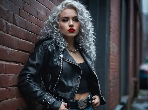 leather jacket,black leather,pleather,leather,alleyways,leathery,alleys,leatherette,leathers,leather texture,alleyway,rockabilly style,brick wall background,grungy,rock chick,alley cat,cool blonde,perrie,red brick wall,blonde woman,Conceptual Art,Sci-Fi,Sci-Fi 11