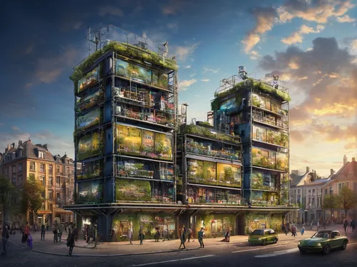 multistoreyed,cube stilt houses,apartment block,apartment building,mixed-use,paris shops,eco-construction,cubic house,glass facades,paris balcony,hanging houses,glass building,glass facade,multi-storey,appartment building,sky apartment,urban design,high-rise building,apartment blocks,an apartment,Illustration,Abstract Fantasy,Abstract Fantasy 10