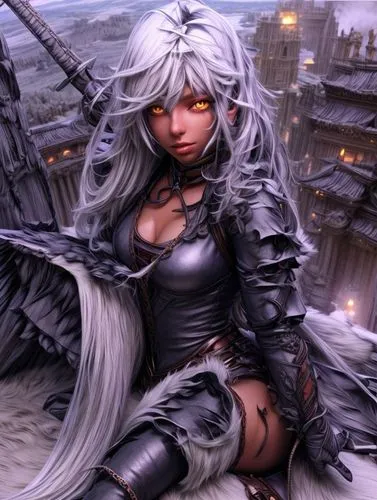 nier,dark elf,drizzt,urd,khatuna,claymore,sindel,swordswoman,neverwinter,drakengard,drow,soulcalibur,nyx,kuja,ashe,schwarzes,female warrior,sirotka,skuld,auditore