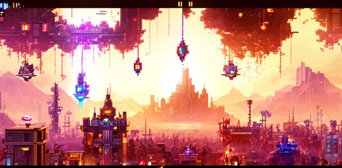 pixel cells,chronicon,destroyed city,iconoclasts,fantasy city,primordia,starbound,coruscant,citadels,homeworlds,gameworld,pixels,homeworld,cybercity,refinery,nether,megalopolis,blackthorne,sundering,t