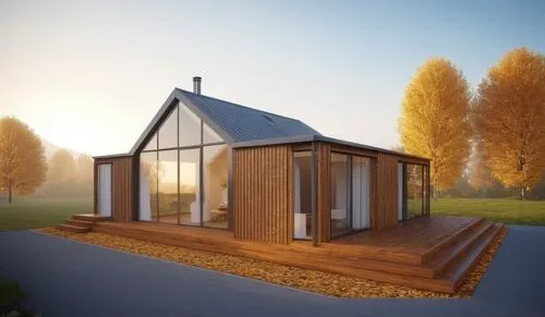 passivhaus,inverted cottage,small cabin,3d rendering,electrohome,timber house,Photography,General,Realistic