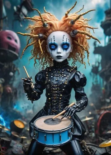 bozzio,anabelle,voodoo woman,percussionist,bjork,bandora,Illustration,Realistic Fantasy,Realistic Fantasy 19