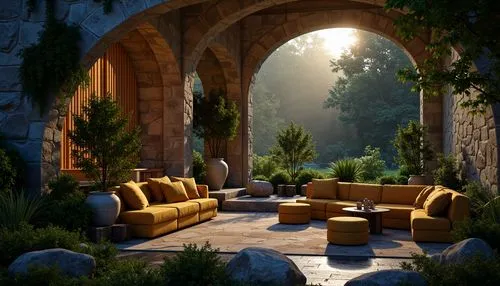 seclude,alcove,cryengine,fireplaces,environments,sansar,labyrinthian,arches,idyll,fireplace,seclusion,garden bench,secluded,oasis,landscaped,home landscape,idyllic,landscaping,archways,sse