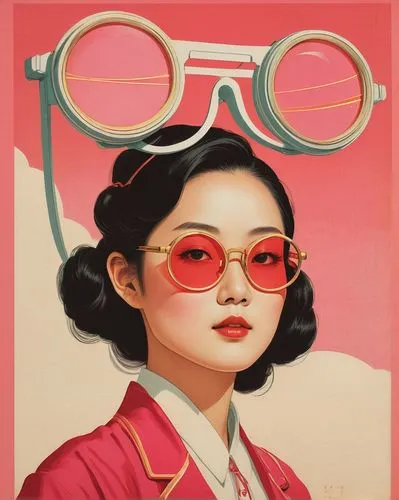 vintage asian,pink round frames,eyewear,retro women,asian vision,optician,retro woman,reading glasses,retro girl,spectacles,pink glasses,vintage illustration,vintage art,japanese woman,spectacle,eye glass accessory,oval frame,oriental painting,vision care,geisha,Illustration,Japanese style,Japanese Style 08