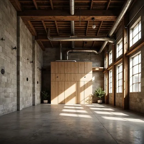 daylighting,loft,dogpatch,warehouse,industrial hall,factory hall,empty interior,warehouses,lofts,wooden beams,empty factory,clerestory,warehousing,packinghouse,empty hall,loading dock,industrial building,concrete ceiling,studio light,hallway space