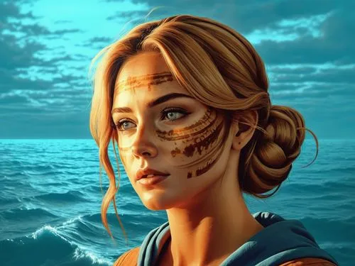 azzurra,mer,the sea maid,moana,azzurro,amphitrite,Illustration,Realistic Fantasy,Realistic Fantasy 25