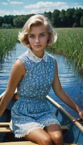 the blonde in the river,girl on the boat,grace kelly,doris day,eva saint marie-hollywood,rowing dolle,girl on the river,ingrid bergman,rowing-boat,model years 1960-63,southern belle,paddler,elizabeth taylor,rowing boat,row-boat,1965,lily pad,ann margaret,1967,marylyn monroe - female,Illustration,Realistic Fantasy,Realistic Fantasy 12