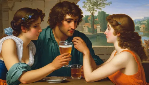 bellini,bougereau,drinking party,narcissus of the poets,narcissus,school of athens,aperol,apollo and the muses,drinking,drinks,drinking establishment,cointreau,glasses of beer,campari,apéritif,cocktails,young couple,a drink,lampides,italian soda,Art,Classical Oil Painting,Classical Oil Painting 33