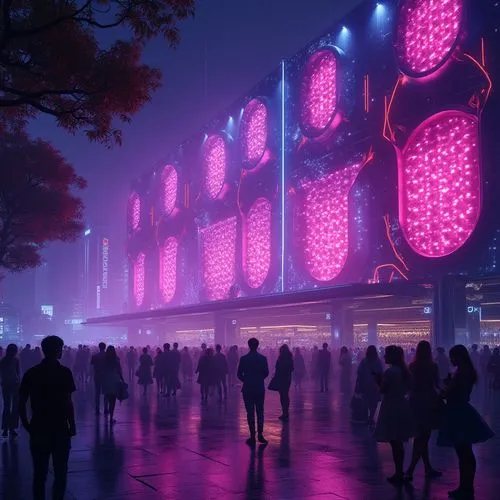 cybercity,guangzhou,colored lights,neon lights,dongdaemun,neon light,fractal lights,cyberscene,fantasy city,cyberpunk,popmart,festival place,ambient lights,neon sign,vivid sydney,tokyo,neon ghosts,odaiba,illuminated advertising,cinema 4d,Photography,General,Realistic