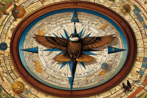 compass rose,astronomical clock,wind rose,compass,sundial,ornamental bird,sun dial,dove of peace,harmonia macrocosmica,an ornamental bird,weathervane design,mosaic,vatican museum,the order of cistercians,baptistery,clock face,coat of arms of bird,dartboard,compass direction,pentecost,Conceptual Art,Daily,Daily 33