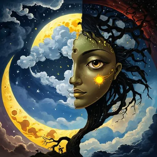 oshun,baoshun,leota,vodun,qabalah,sun and moon,Illustration,Children,Children 01