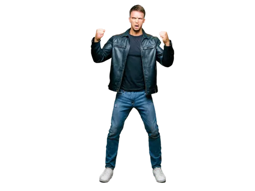 Dramatic scene, thunderstorm, dark clouds, lightning flash, powerful male, muscular body, angry facial expression, clenched fists, strong posture, short hair, intense eyes, ripped jeans, black leather