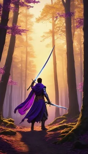 swordsman,purple wallpaper,swordswoman,the wanderer,samurai,purple landscape,lone warrior,swordsmen,defense,king sword,cg artwork,scythe,swords,samurai fighter,purple background,dusk background,game illustration,sword,purple,art background,Photography,General,Realistic