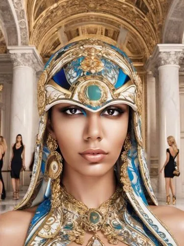 ancient egyptian girl,cleopatra,asherah,wadjet,hathor,pharaonic,Digital Art,Classicism