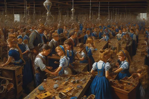 the production of the beer,shoemaking,workers,large market,the market,sewing factory,hat manufacture,shoemaker,assembly line,manufacture,workforce,factories,cheese factory,the labor,workhouse,sawmill,stockfish,old trading stock market,hatmaking,market,Illustration,Realistic Fantasy,Realistic Fantasy 03