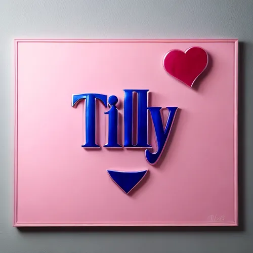 Tilly name inside a heart shape,lilly,lily order,telly,dribbble logo,dribbble icon,tilling,valentine frame clip art,lily,triby,tin sign,valentine clock,enamel sign,valentine's day décor,typography,the