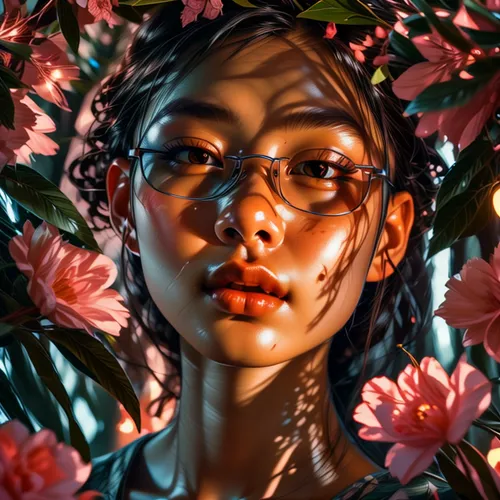 digital painting,girl in flowers,girl in a wreath,world digital painting,fantasy portrait,digital illustration,digital art,rosa ' amber cover,blooming wreath,blossoms,flora,portrait background,ixora,falling flowers,digital artwork,bloom,blooming,digital drawing,blossom,mystical portrait of a girl