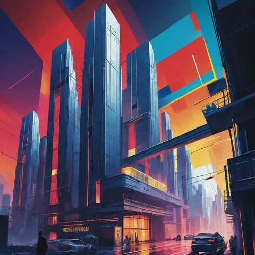 cybercity,futuristic landscape,cybertown,cityscape,metropolis,cyberport,city blocks,futuristic,hypermodern,polara,microdistrict,synth,dystopian,cyberscene,skyscrapers,cybertron,coruscant,cyberpunk,futurist,megacorporation,Art,Artistic Painting,Artistic Painting 43