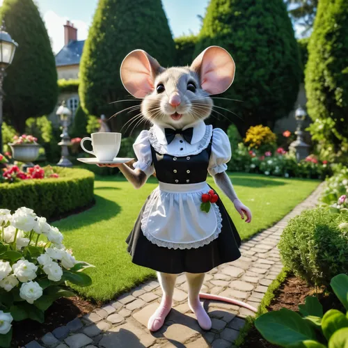 white footed mouse,ratatouille,white footed mice,musical rodent,animals play dress-up,mouse,rat na,rat,mice,fairy tale character,rataplan,garden pest,year of the rat,vintage mice,disney character,mouse bacon,cinderella,lawn ornament,rodents,in the garden,Photography,General,Realistic