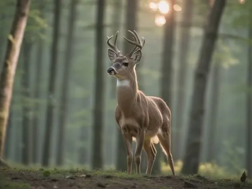 create very realistic scene where there is happy and lively deer in the green first. Lighting feels so cozy.,european deer,male deer,white-tailed deer,pere davids male deer,roe deer,young-deer,young d