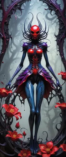 spawn,widow spider,darth talon,dark-type,arachnid,widow flower,widow,queen of hearts,spider,medusa,root chakra,venom,red eyes,symbiotic,black widow,devil,evil fairy,red lantern,evil woman,venomous