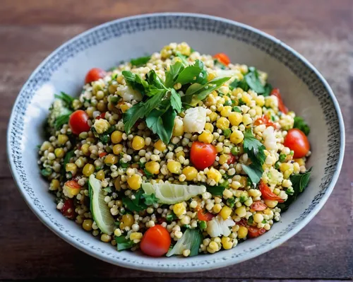 corn salad,couscous,tabbouleh,freekeh,succotash,khichdi,vegetable salad,chopped vegetables,quinoa,gremolata,sweetcorn,wheatberry,creamed corn,israeli salad,piccalilli,lemon rice,thai fried rice,cuscus,fregula,pasta salad,Illustration,Realistic Fantasy,Realistic Fantasy 23