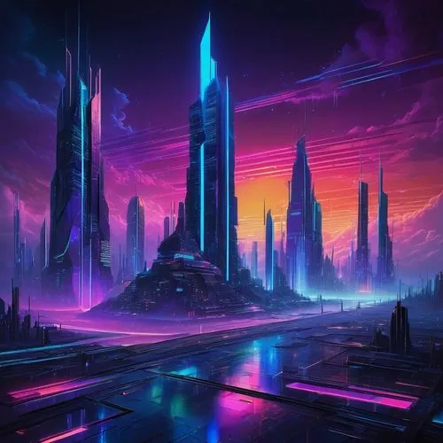 futuristic landscape,fantasy city,fantasy landscape,cityscape,metropolis,alien world,ancient city,cyberpunk,vast,futuristic,scifi,citadel,alien planet,3d fantasy,vapor,dystopian,sci-fi,sci - fi,colorful city,city skyline,Illustration,Abstract Fantasy,Abstract Fantasy 19