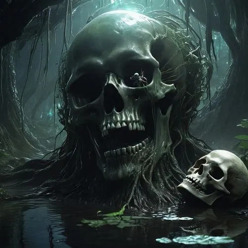 skull rowing,scull,death's head,bayou,dark art,skull with crown,life after death,skull statue,skull illustration,skull racing,dance of death,skull bones,death head,human skull,death's-head,memento mori,skull drawing,skull sculpture,mirror of souls,backwater,Illustration,Realistic Fantasy,Realistic Fantasy 47