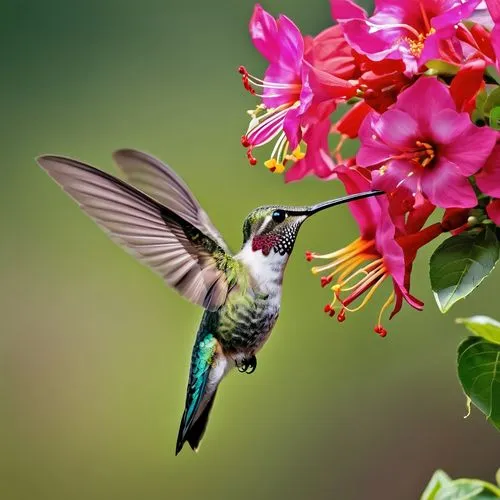 Humming bird sucking nectar from a flower,ruby-throated hummingbird,bee hummingbird,ruby throated hummingbird,allens hummingbird,rofous hummingbird,black-chinned hummingbird,bird hummingbird,humming b