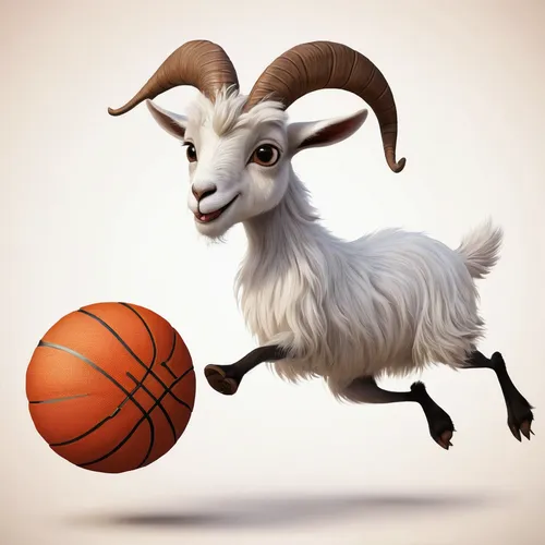 Create a funny cartoon goat playing basketball,domestic goat,billy goat,anglo-nubian goat,goat-antelope,feral goat,domestic goats,basketball player,nba,basketball,young goat,boer goat,mouflon,animal s