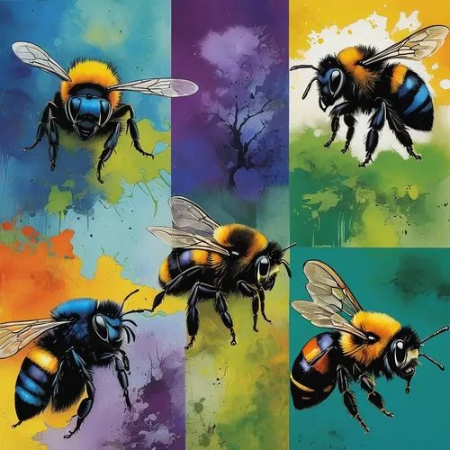 bumblebees,blue wooden bee,bees,bombus,drawing bee,abejas,Illustration,Paper based,Paper Based 05