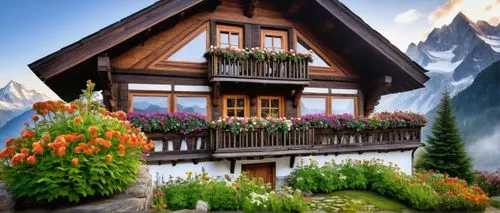 alpine village,swiss house,half-timbered house,miniature house,house in mountains,traditional house,chalet,wooden house,grindelwald,adelboden,house in the mountains,timber framed building,mountain hut,suiza,appenzell,bernese highlands,glickenhaus,home landscape,chalets,wooden houses,Illustration,Retro,Retro 24