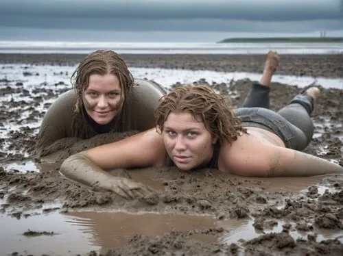 wässriger dreck,mud wrestling,obstacle race,mudflat,head stuck in the sand,mud,playing in the sand,mudskippers,mud wall,muddy,the sandpiper combative,the people in the sea,stranding,mud village,buried