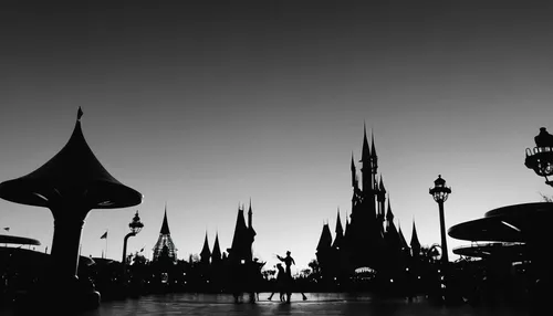 euro disney,tokyo disneyland,disneyland park,disneyland paris,sillhouette,magic kingdom,black city,disney-land,disney,walt disney world,cinderella's castle,blackandwhitephotography,the disneyland resort,carousel,cinderella castle,disney land,crown silhouettes,the silhouette,universal exhibition of paris,silhouetted,Illustration,Black and White,Black and White 33