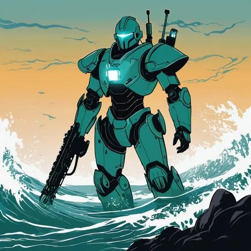 seaspray,beachhead,greenmarine,battlesuit,garrison,riptide,dreamwave,soundwave,beach defence,defend,cleanup,sea god,coral guardian,god of the sea,bionicle,robotech,zeon,zentraedi,zentradi,war machine