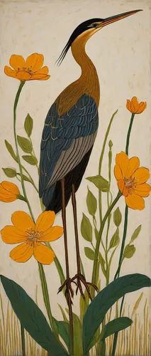 flower and bird illustration,bird painting,marsh bird,eastern meadowlark,bittern on a flower,pacific heron,bird flower,spring bird,bird illustration,gray heron,floral and bird frame,meadow bird,an ornamental bird,common heron,old world oriole,coastal bird,song bird,greater yellowlegs,spoon heron,american bittern,Art,Artistic Painting,Artistic Painting 25