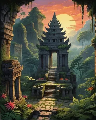 cambodia,angkor,ancient city,bali,vietnam,maya civilization,artemis temple,ancient buildings,maya city,temples,thai temple,world digital painting,cartoon video game background,asian architecture,mausoleum ruins,bird kingdom,temple fade,ancient,ancient house,temple,Unique,3D,Isometric