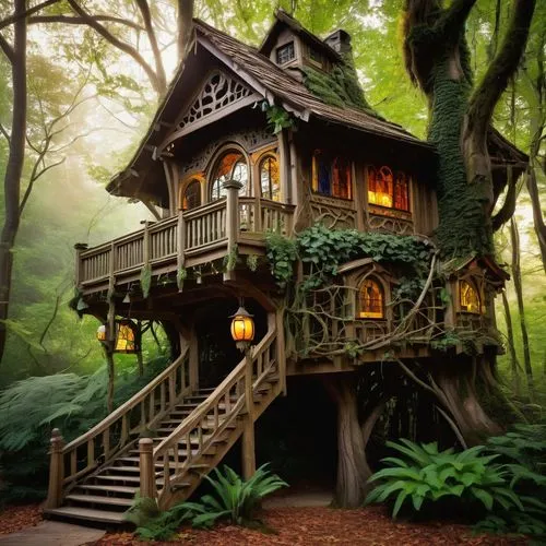 house in the forest,tree house,tree house hotel,treehouse,forest house,treehouses,wooden house,dreamhouse,witch's house,fairy house,beautiful home,log home,witch house,little house,miniature house,log cabin,summer cottage,two story house,crooked house,ancient house,Illustration,Black and White,Black and White 14