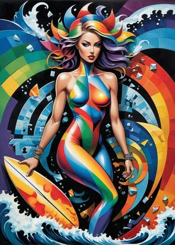 psychedelic art,rainbow waves,bodypainting,the zodiac sign pisces,neon body painting,body painting,colorful spiral,female swimmer,bodypaint,prismatic,horoscope pisces,rainbow background,aquarius,rainbow unicorn,mermaid,psychedelic,the sea maid,colorfull,rainbow,rainbow colors,Art,Artistic Painting,Artistic Painting 45