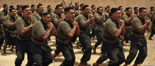 Members of the Maori Battalion who had fought in Greece perform a Haka for the King of Greece at Helwan, Egypt in June 1941.,the army,troop,soldiers,federal army,army,khaki,gi,afar tribe,army men,six 