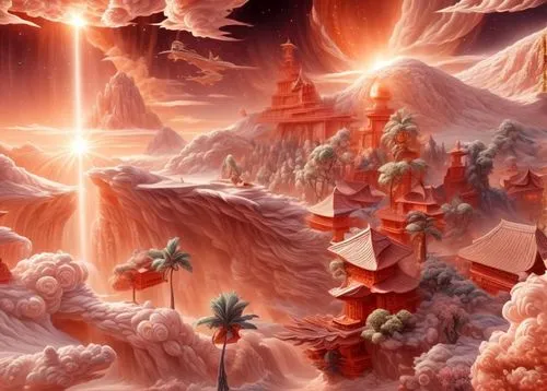 lava flow,fractal environment,3d fantasy,fantasy landscape,lava,volcanic landscape