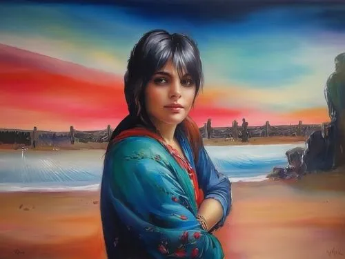 baloch,oil painting on canvas,oil painting,indian art,art painting,girl with cloth,photo painting,italian painter,mystical portrait of a girl,khokhloma painting,indian woman,indian girl,oil on canvas,girl in cloth,radha,assyrian,portrait of a girl,girl in a long,girl portrait,oil paint,Illustration,Paper based,Paper Based 04