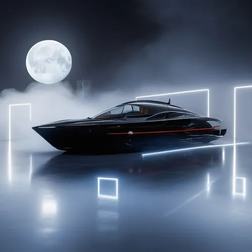 boat, neon lights, moon, volumetric fog,the sleek boat is floating on a blue surface with neons,moon car,speedboat,yacht,super trimaran,moon vehicle,spaceship,Photography,Fashion Photography,Fashion P