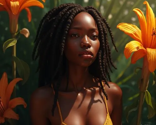 oshun,danai,maliana,azilah,digital painting,gurira