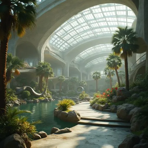 glyptotek,wintergarden,atriums,winter garden,conservatory,biodome,galleria,oceanarium,aquarium,aquariums,tropical jungle,insectarium,lagoon,dinosauria,moa,oasis,atrium,garden by the bay,bluewater,tropical island,Photography,General,Realistic