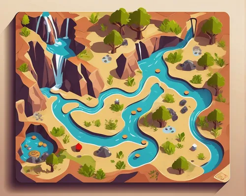 map icon,water courses,a small waterfall,floating islands,wooden mockup,river course,flowing creek,playmat,mountain spring,fluvial landforms of streams,underground lake,river landscape,a river,water flowing,swampy landscape,rainbow world map,water flow,artificial islands,floating island,water falls,Illustration,Vector,Vector 01